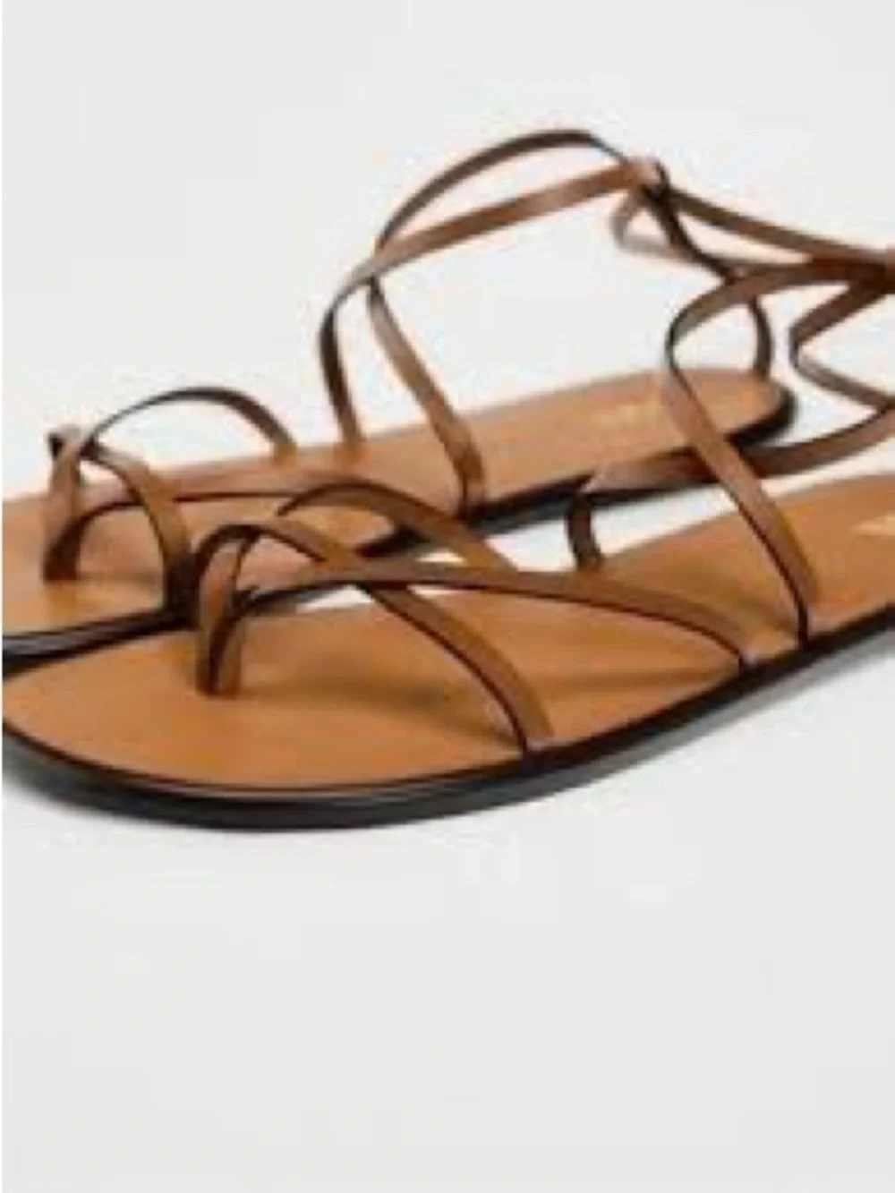 Zara Brown Strappy Wrap Flat Sandals EU 39 US 8.5 - Picture 6 of 7